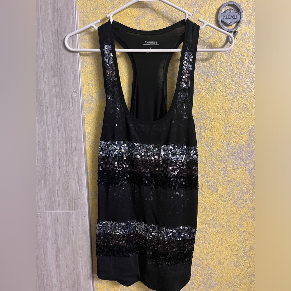 Express Women’s Scoop Neck Tank Sequin Top